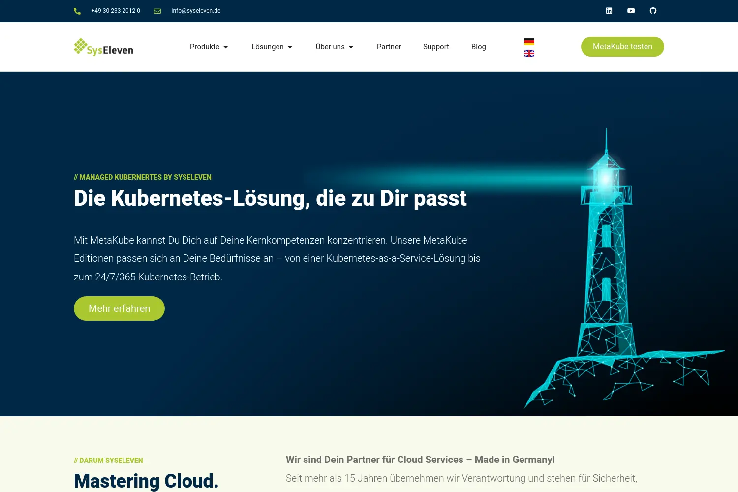Website der Firma SysEleven GmbH