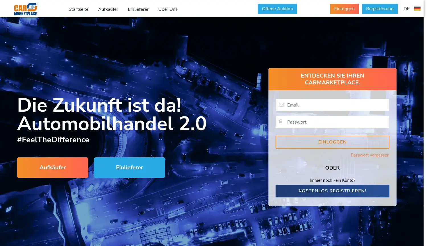Website der Firma CarMarketplace GmbH