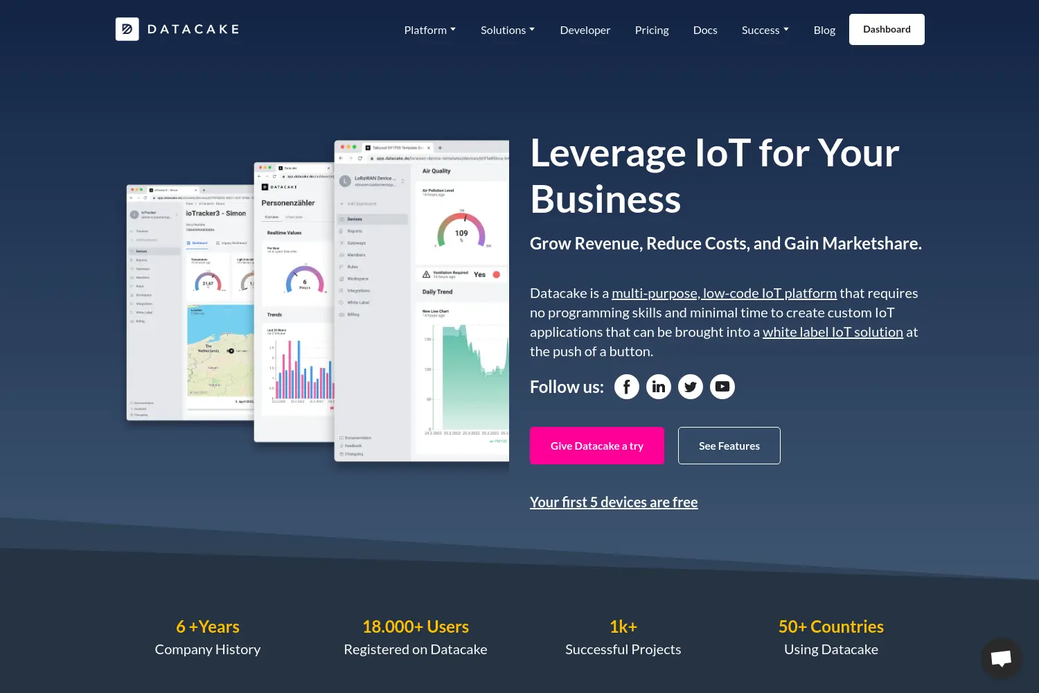 Website der Firma Datacake GmbH