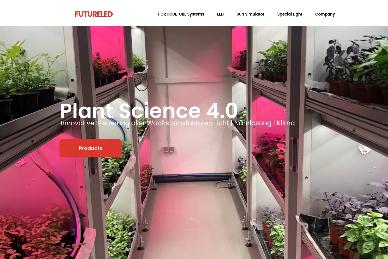 Website der Firma FUTURELED GmbH