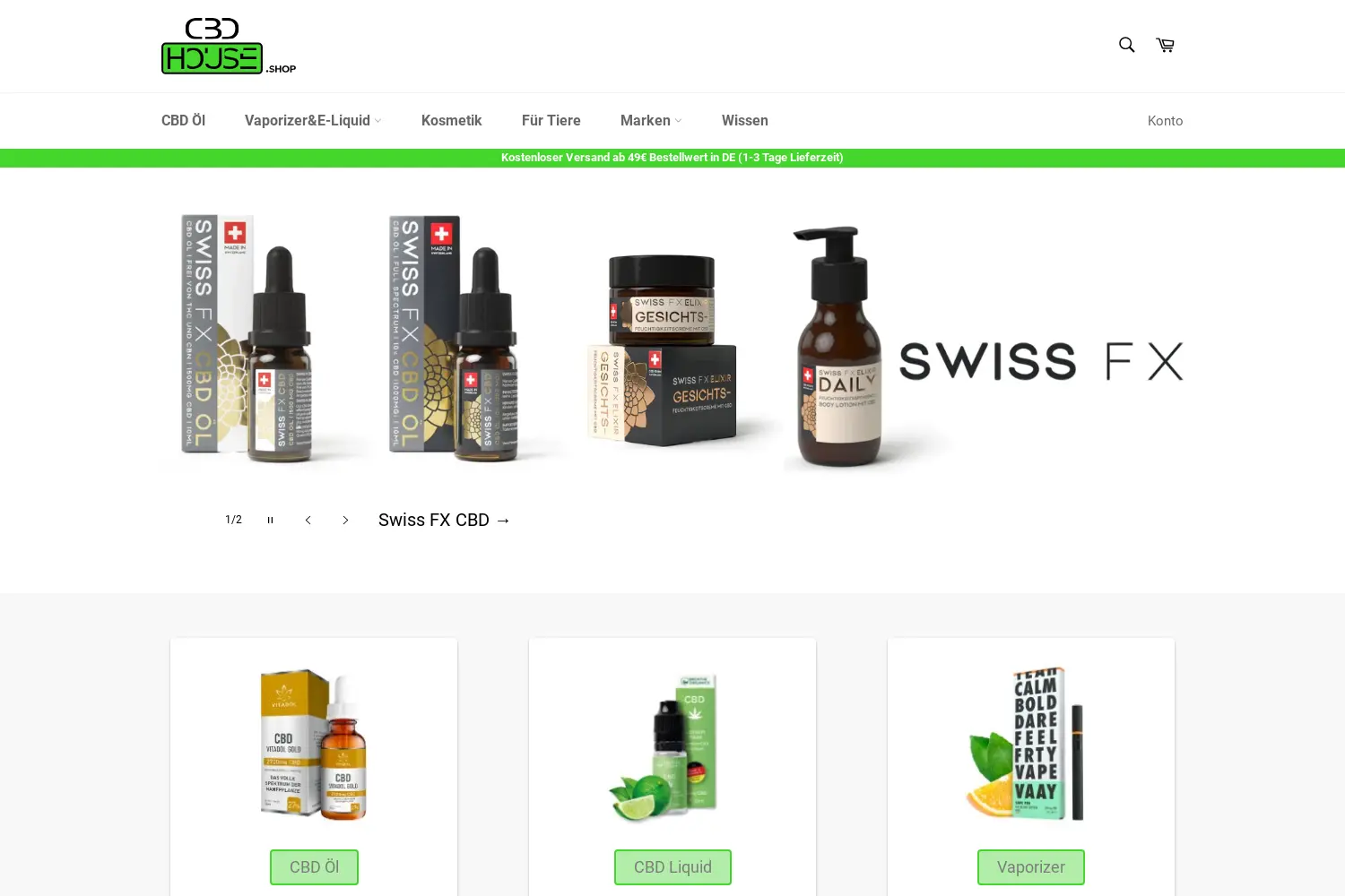 Website der Firma CBDHouse.shop Weidenmüller