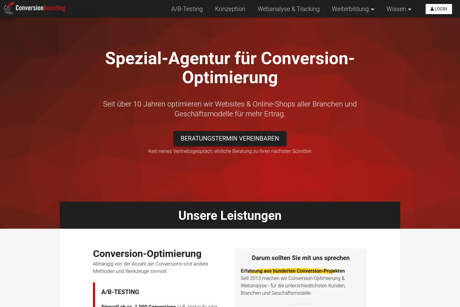 Website der Firma ConversionBoosting GmbH