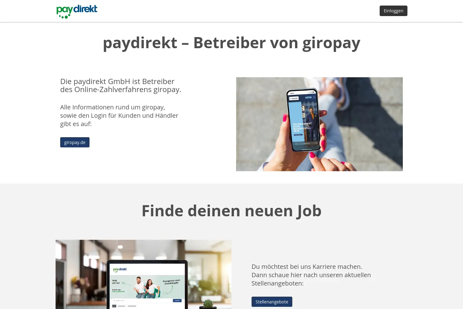 Website der Firma paydirekt GmbH