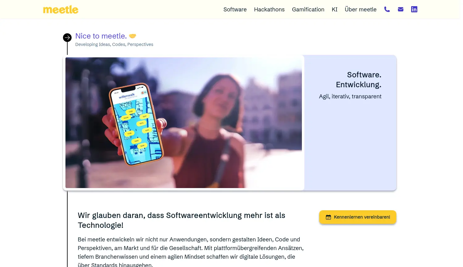 Website der Firma meetle GmbH