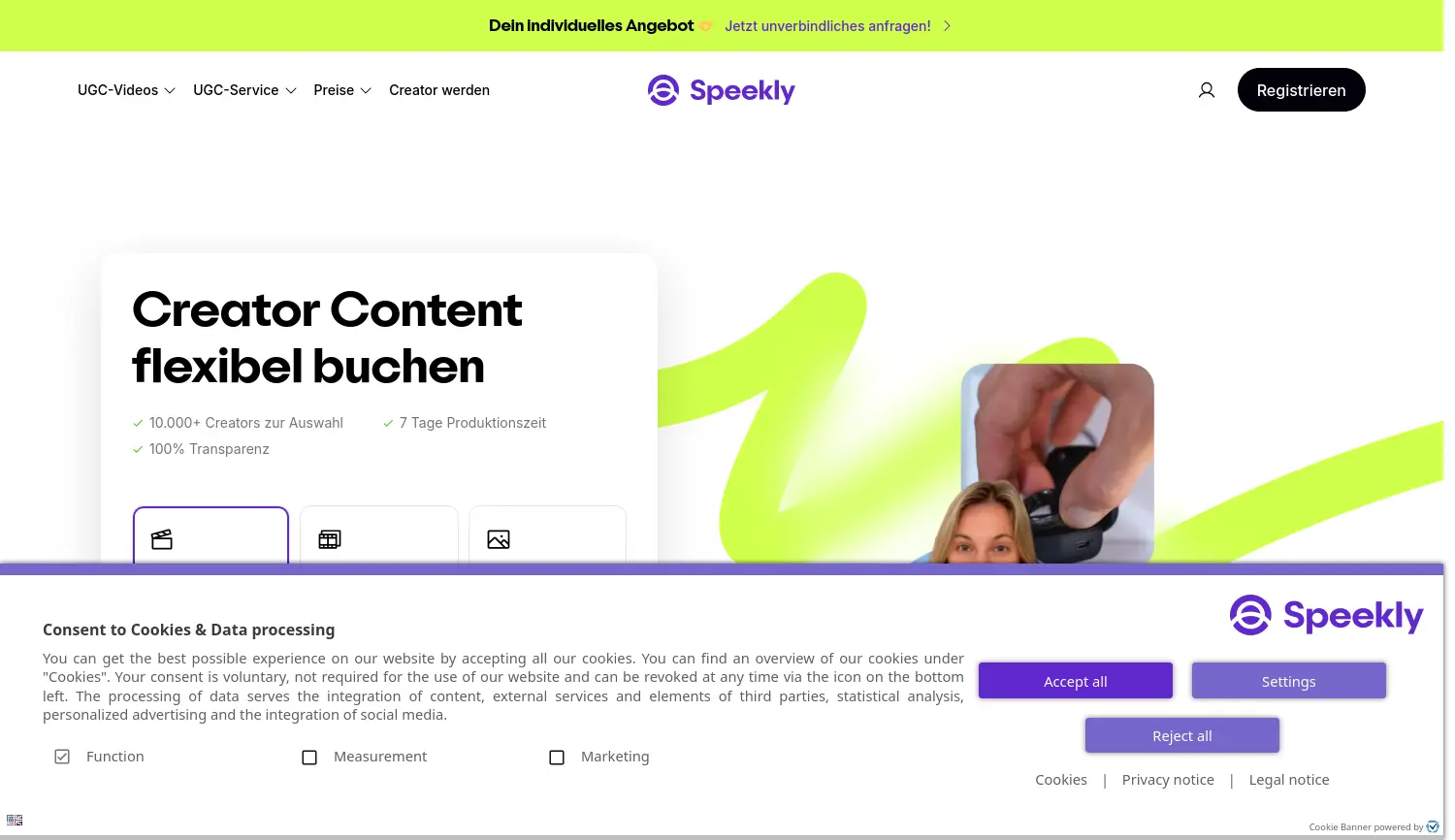 Website der Firma SPEEKLY GmbH