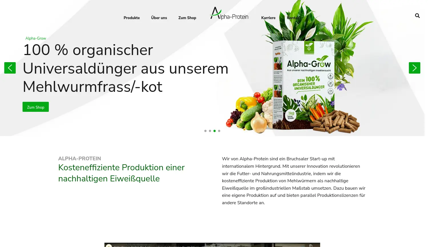 Website der Firma Alpha-Protein GmbH