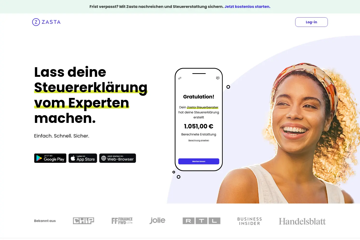 Website der Firma Zasta GmbH