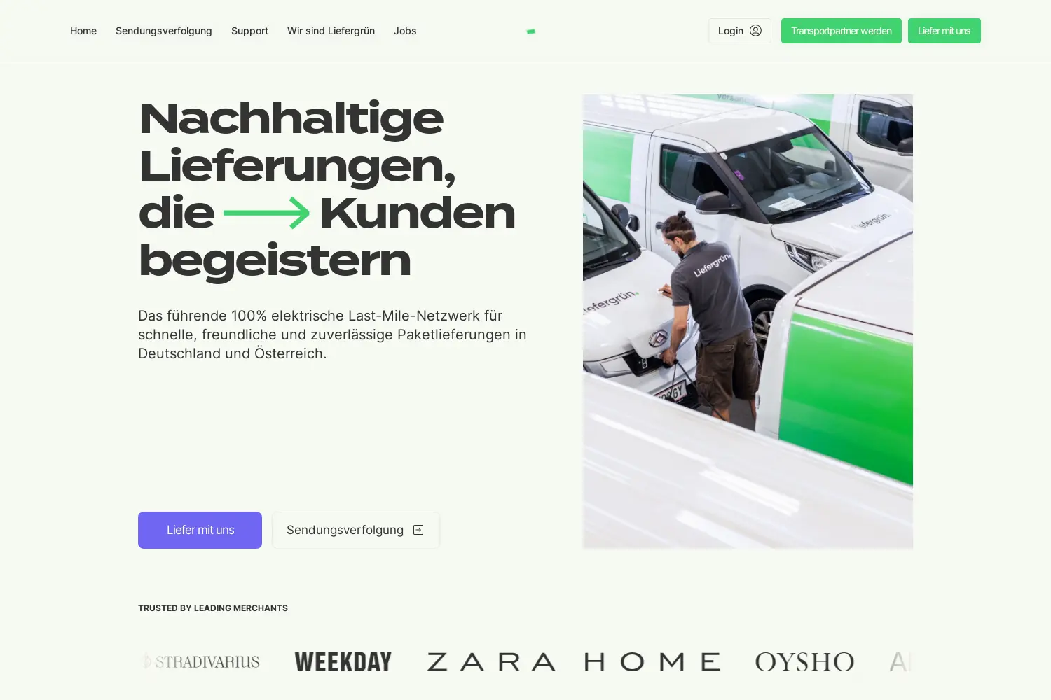 Website der Firma Liefergrün GmbH