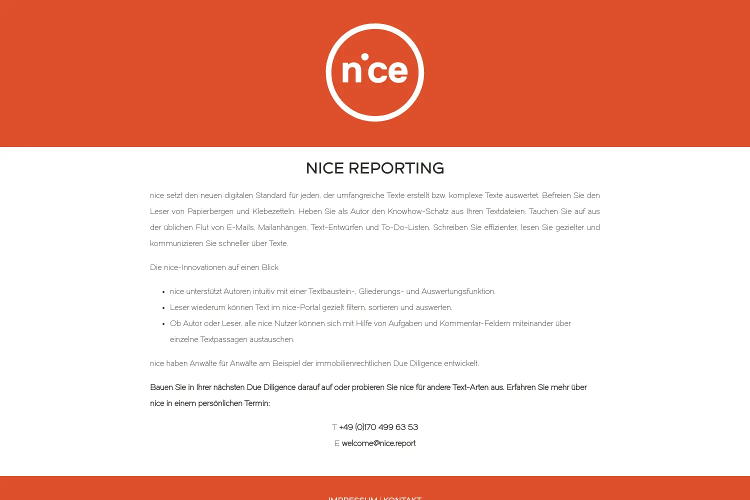 Website der Firma nice reporting GmbH