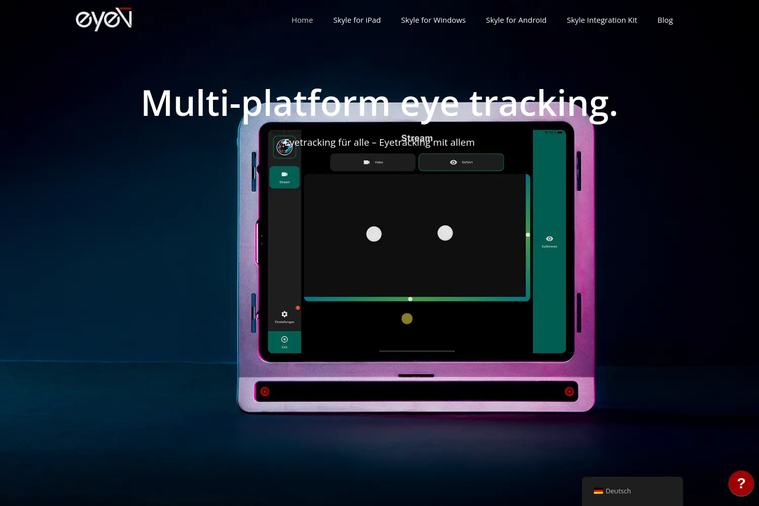 Website der Firma eyeV GmbH