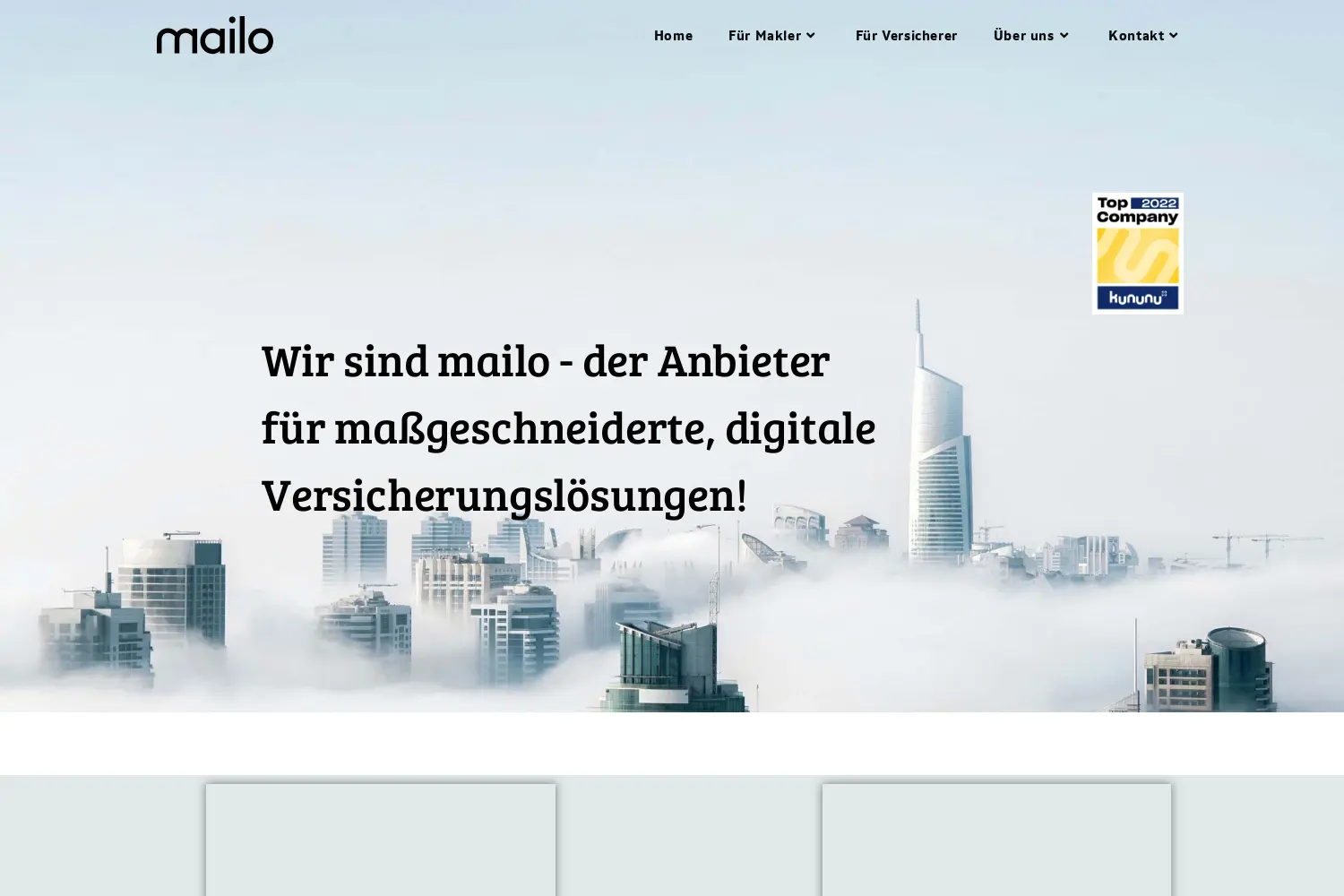 Website der Firma Mailo Versicherung AG