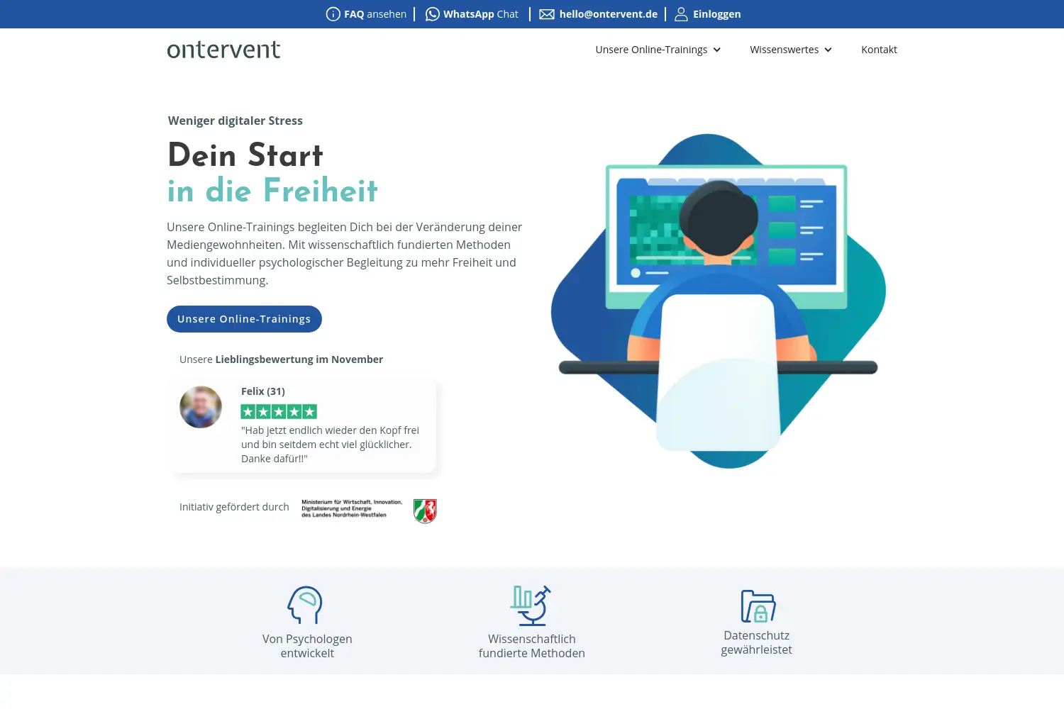 Website der Firma Ontervent GmbH