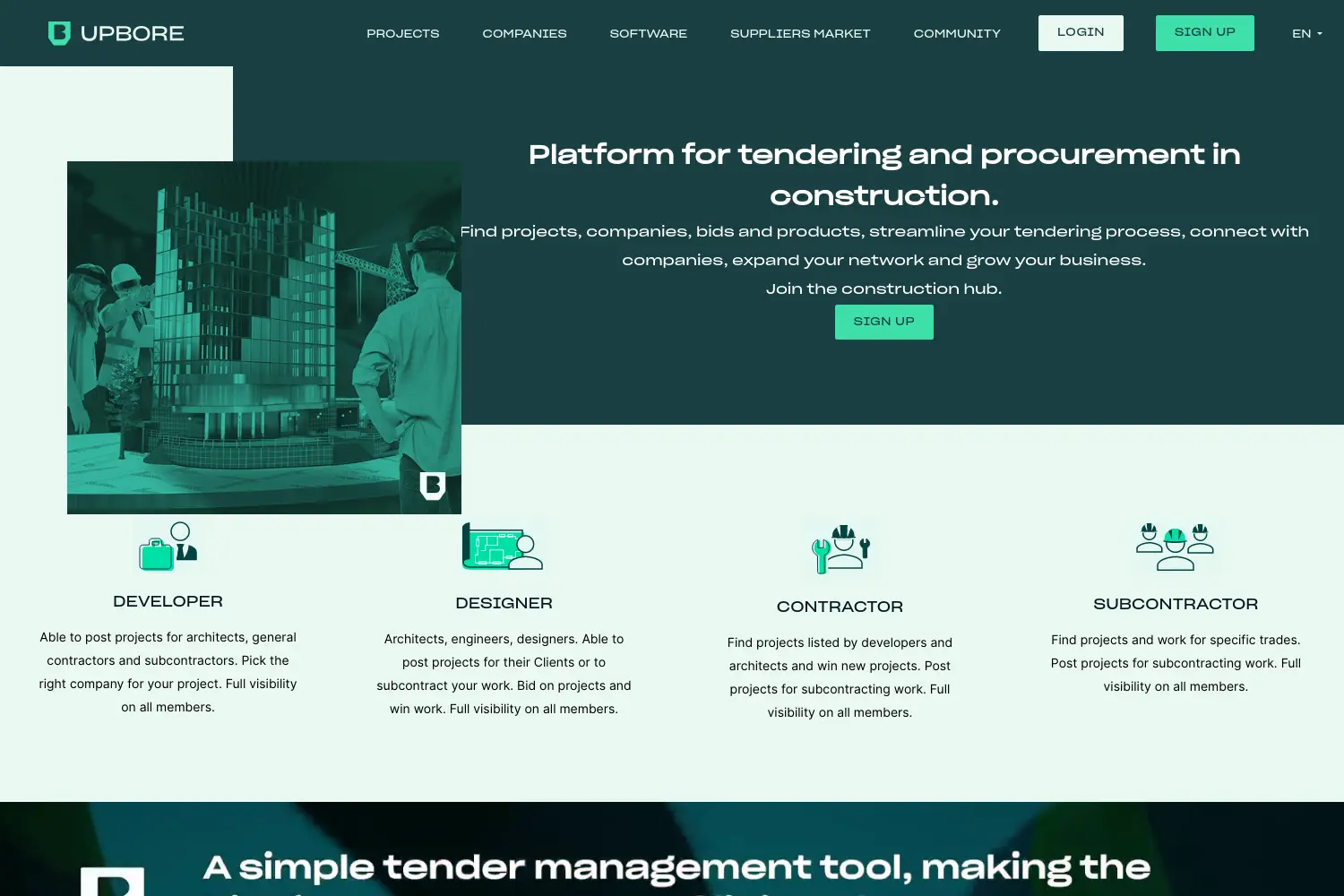 Website der Firma Upbore GmbH
