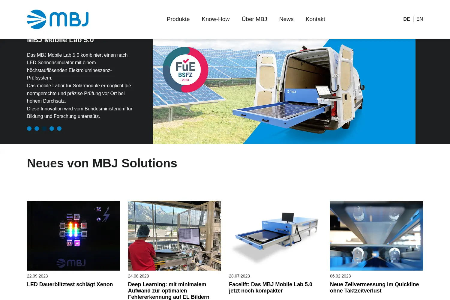 Website der Firma MBJ Solutions GmbH