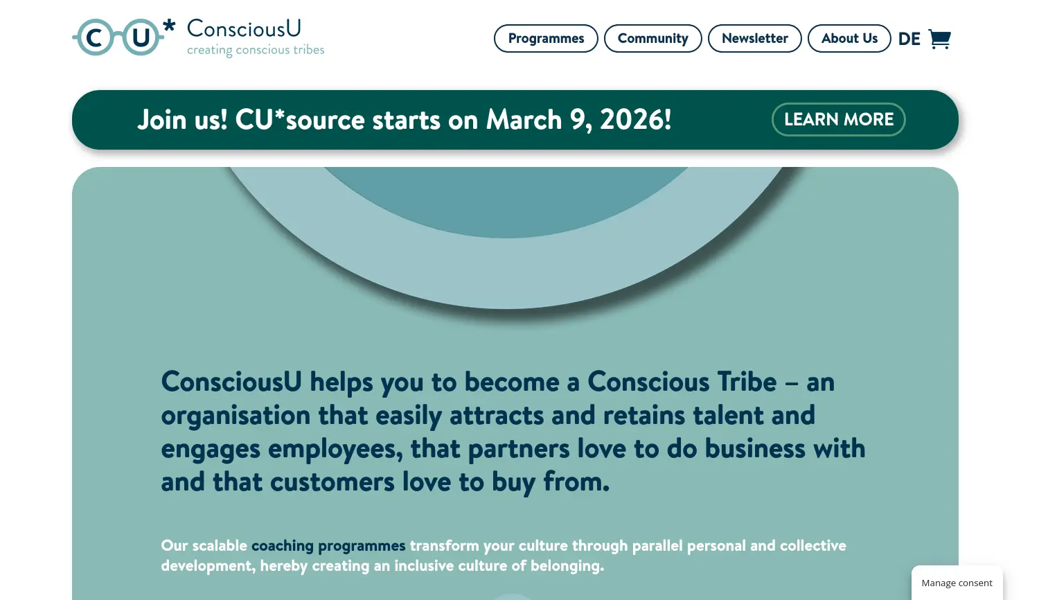 Website der Firma Conscious U GmbH