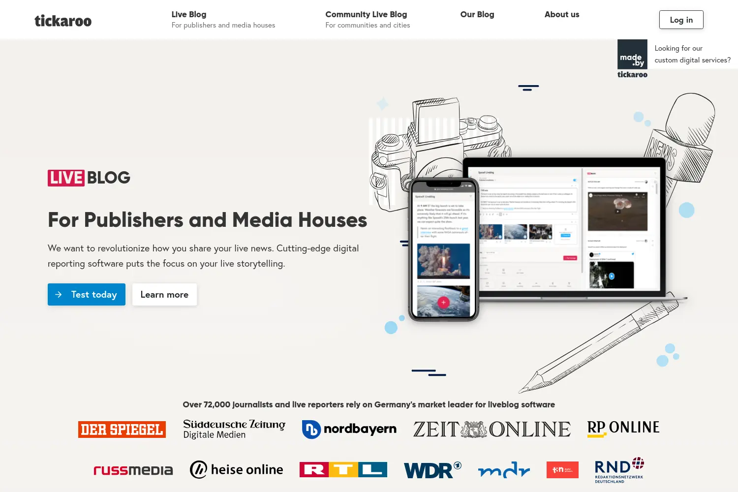 Website der Firma Tickaroo GmbH