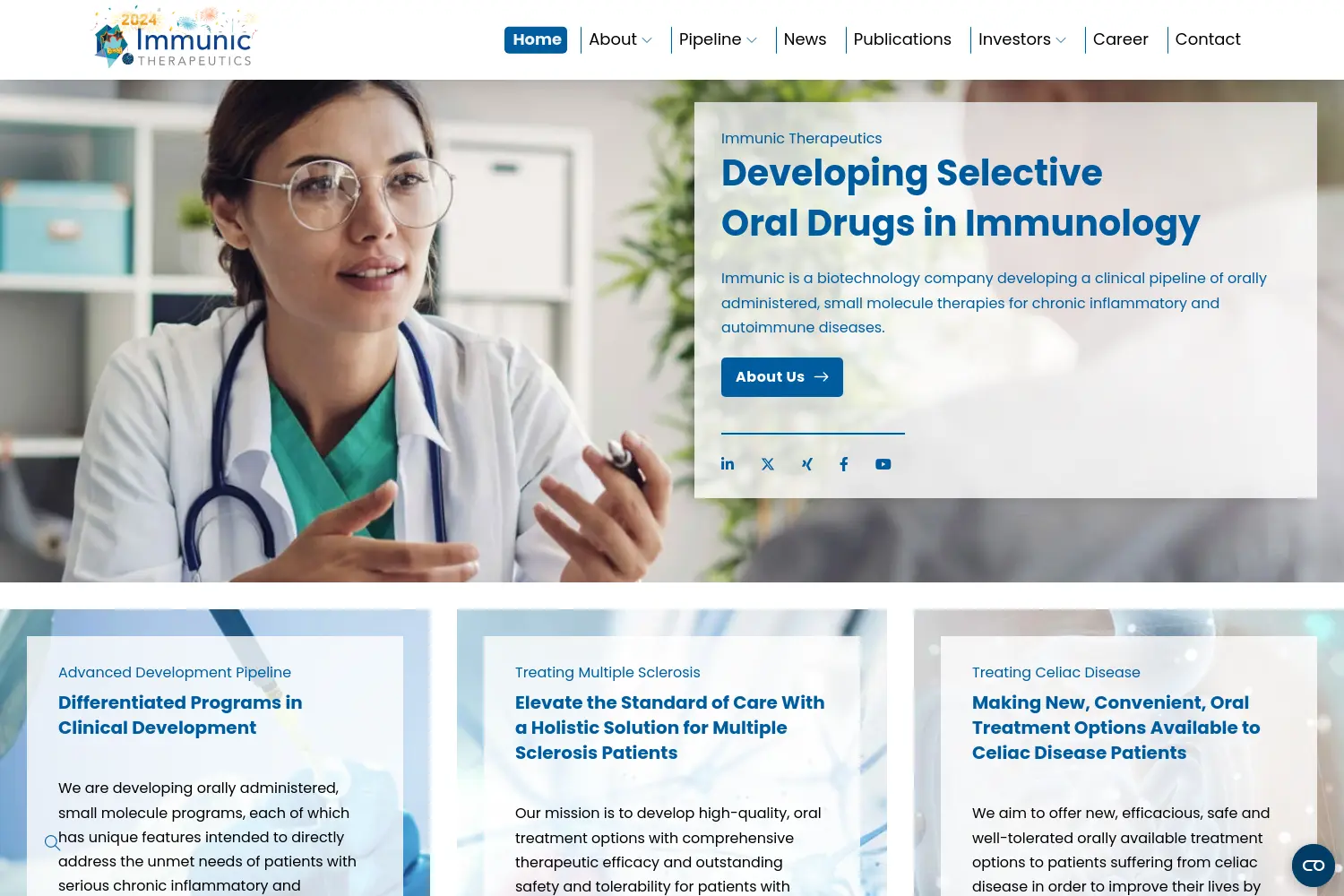 Website der Firma Immunic AG