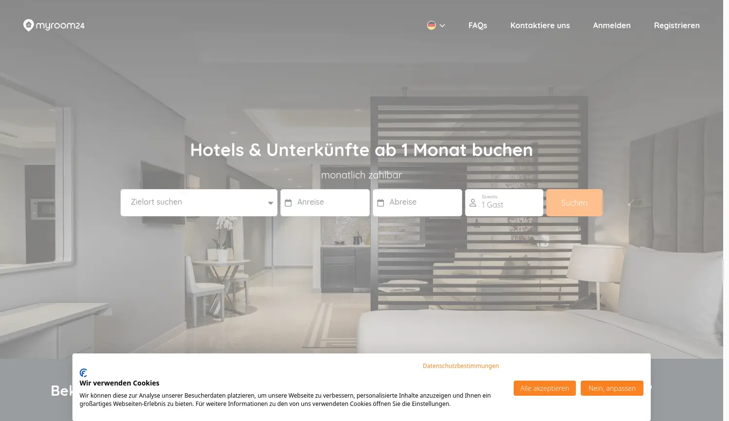 Website der Firma myroom24 GmbH
