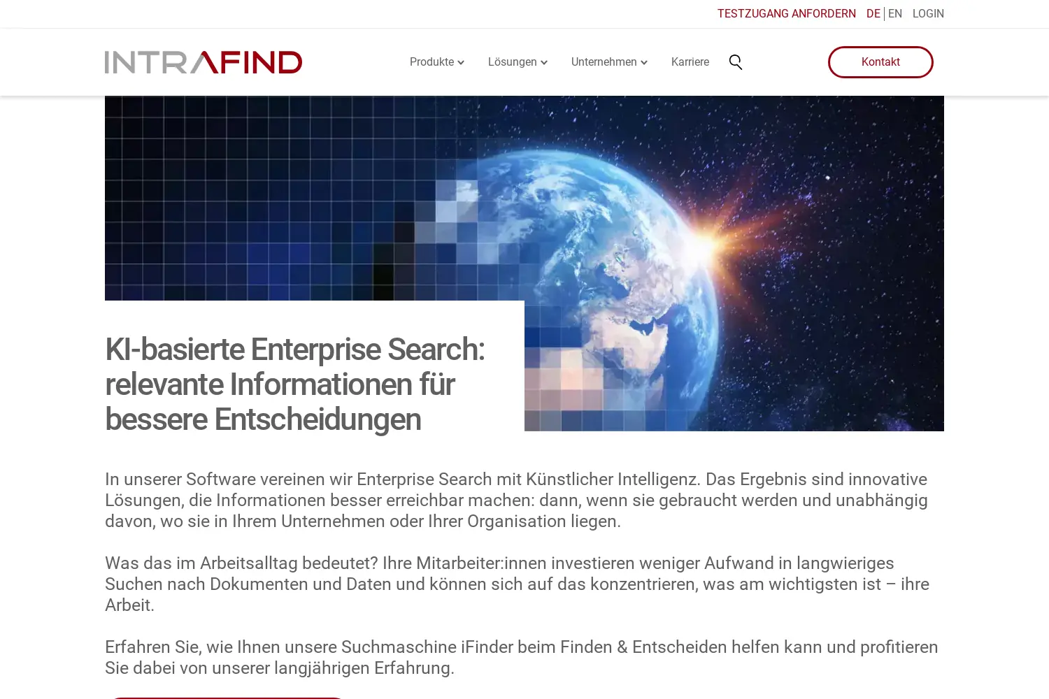 Website der Firma Intrafind Software AG
