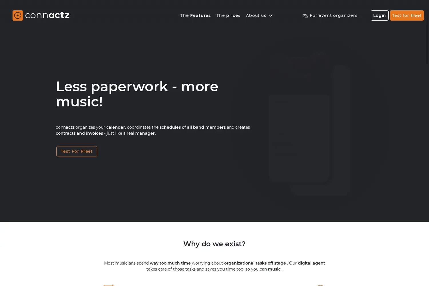 Website der Firma connactz GmbH