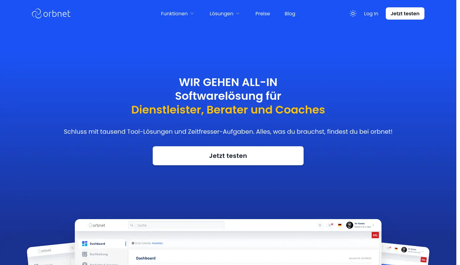 Website der Firma orbnet GmbH