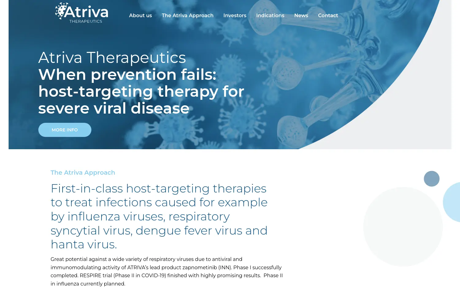Website der Firma Atriva Therapeutics GmbH