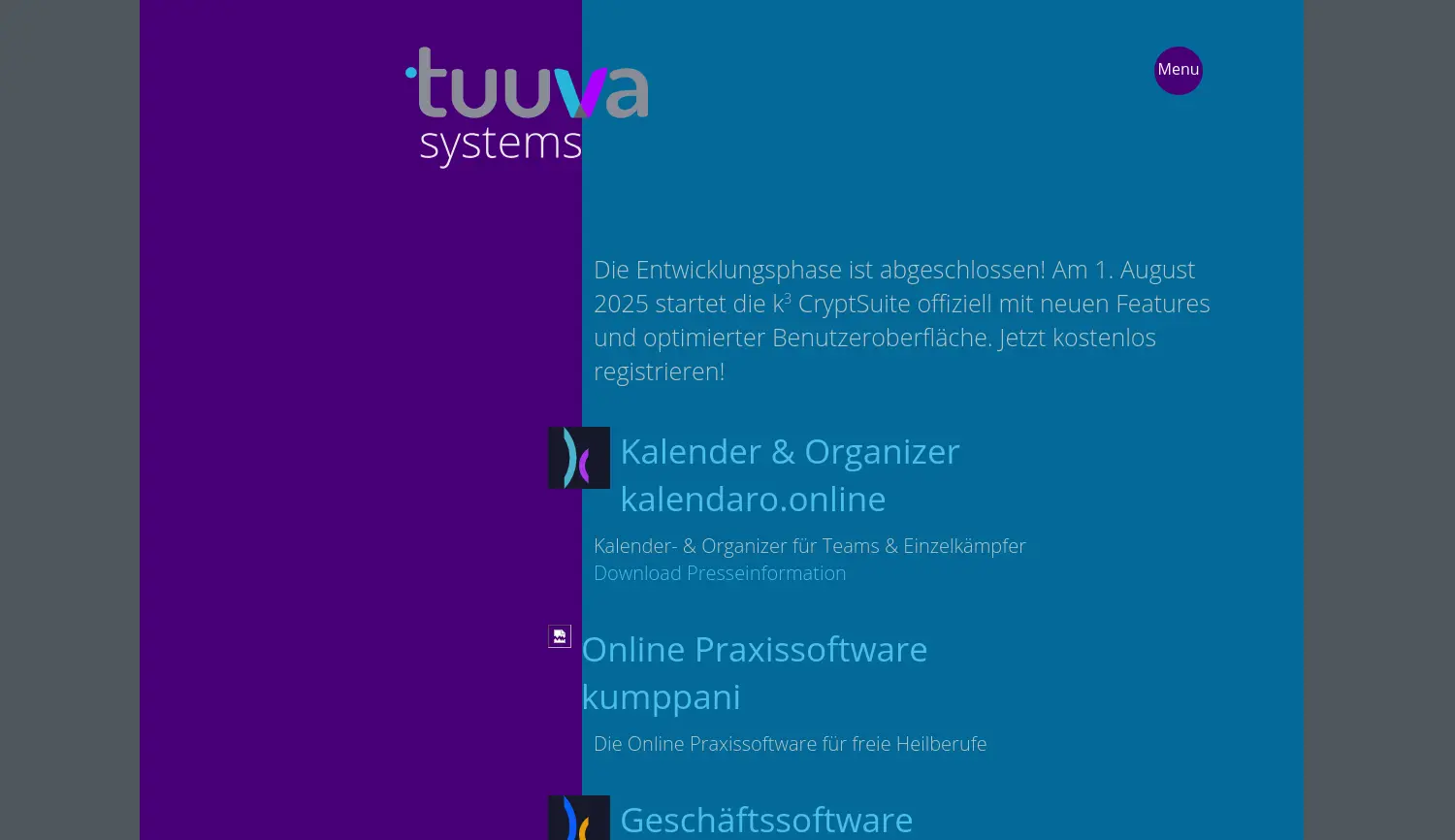 Website der Firma tuuva.systems GmbH