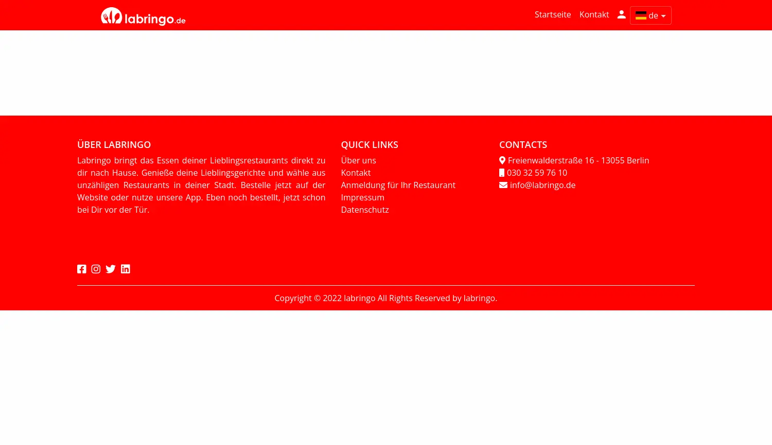 Website der Firma Labringo GmbH