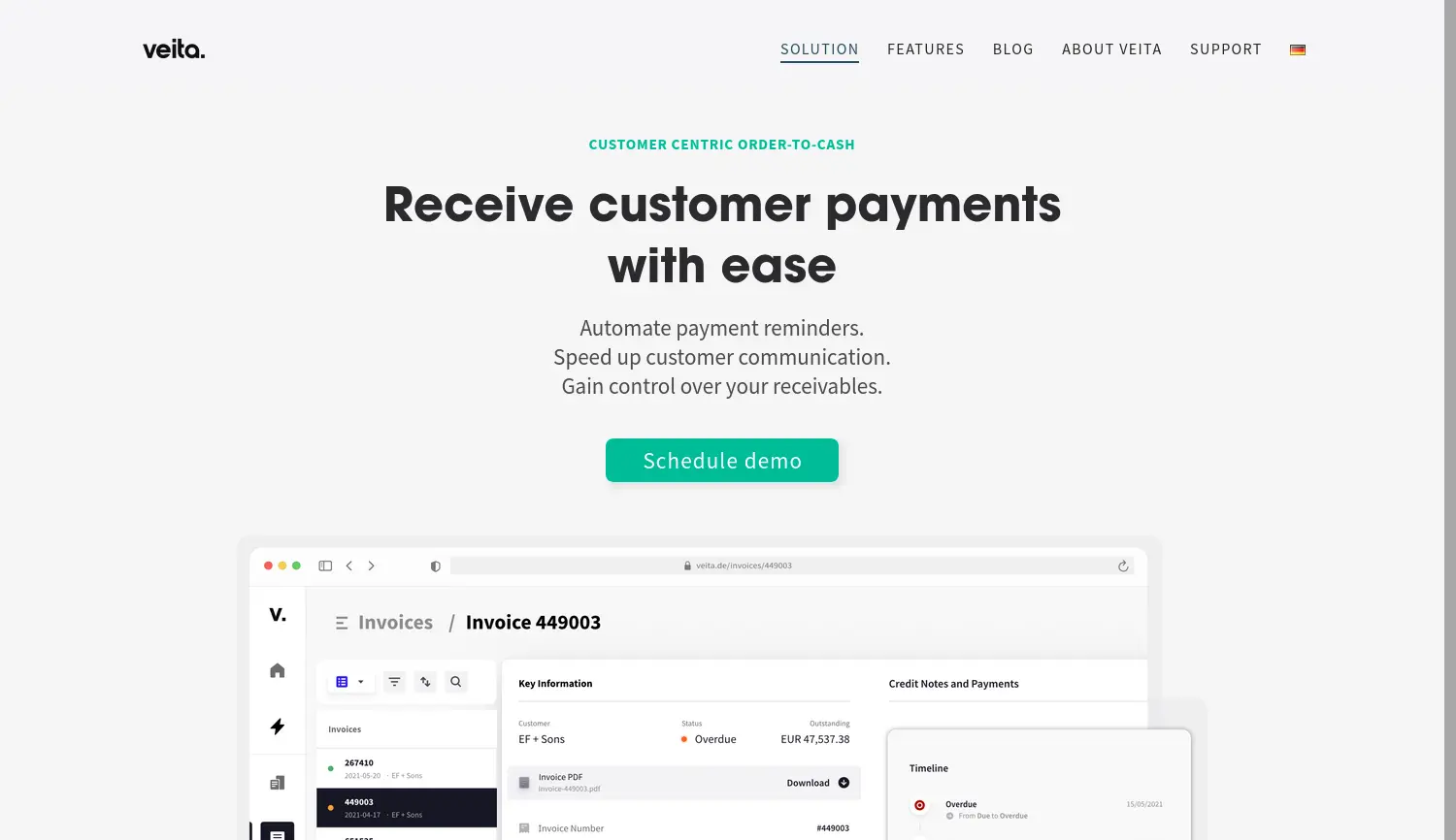 Website der Firma VEITA GmbH