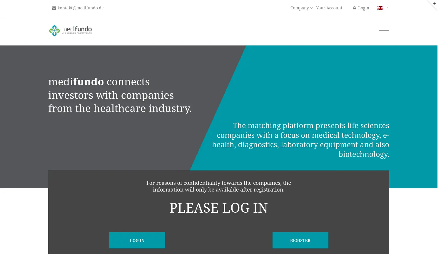 Website der Firma medifundo GmbH