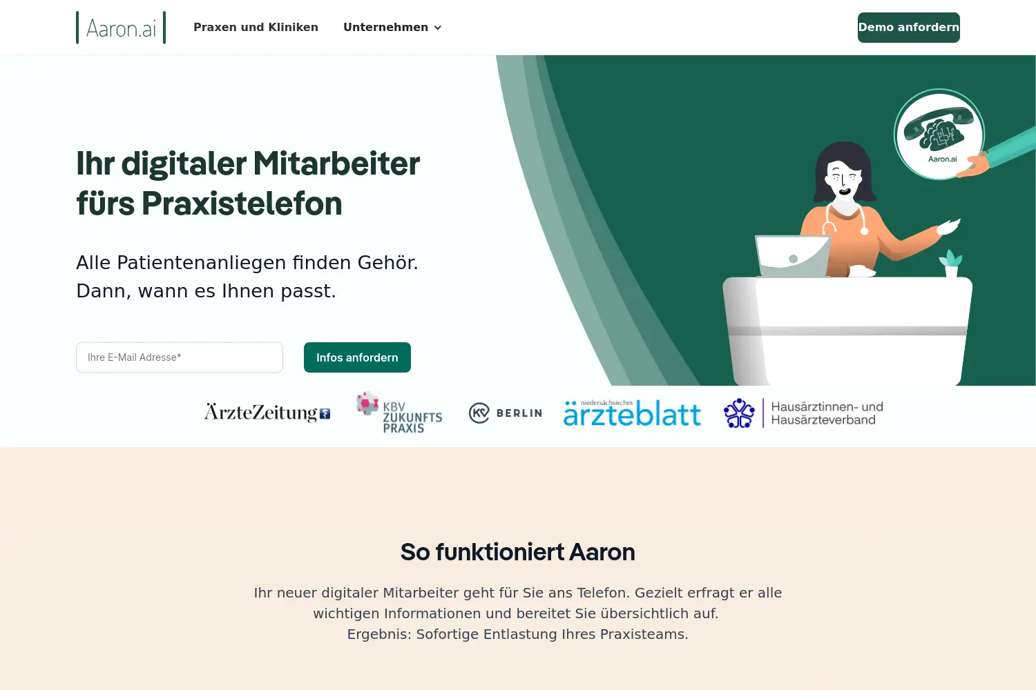 Website der Firma Aaron GmbH