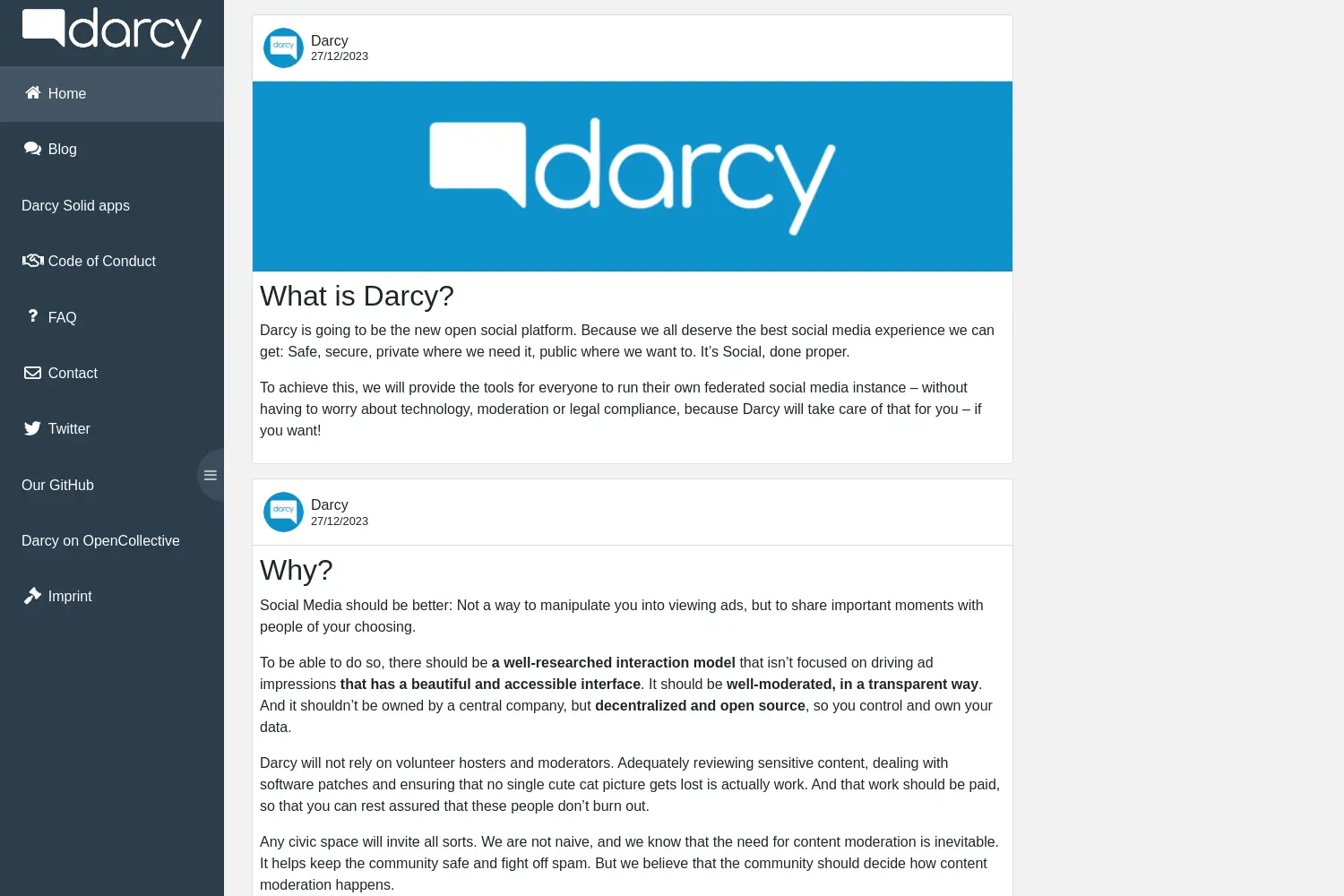Website der Firma Darcy GbR