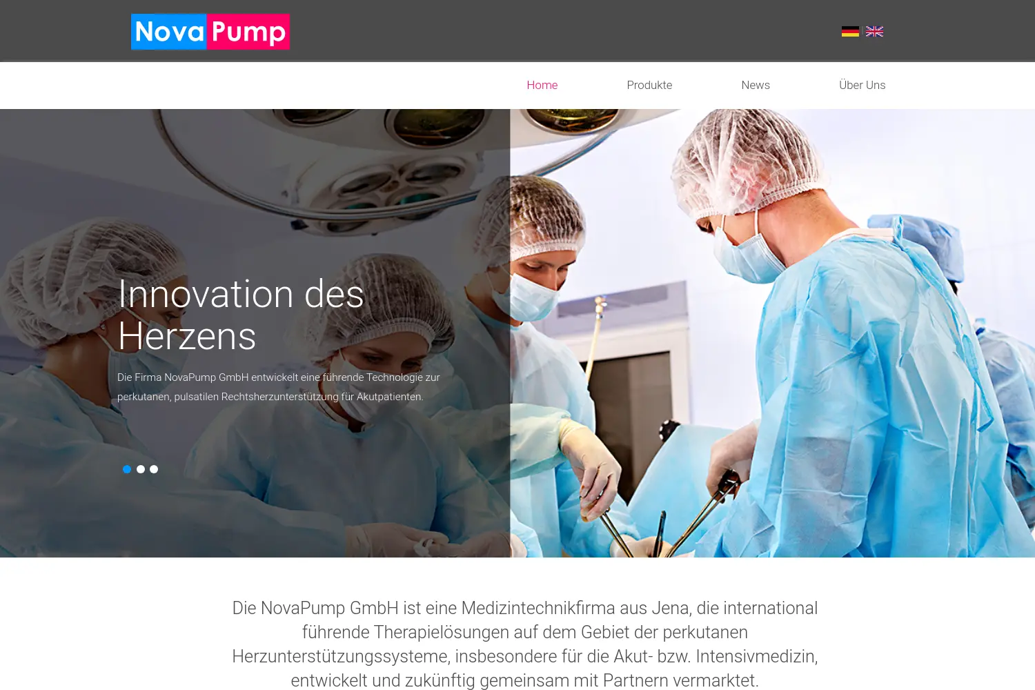 Website der Firma NovaPump GmbH