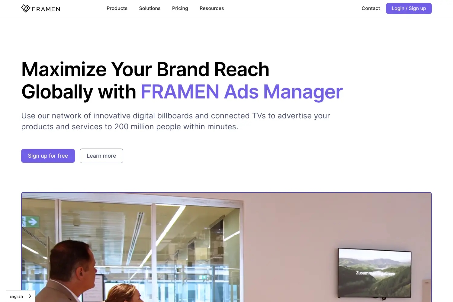 Website der Firma Framen GmbH
