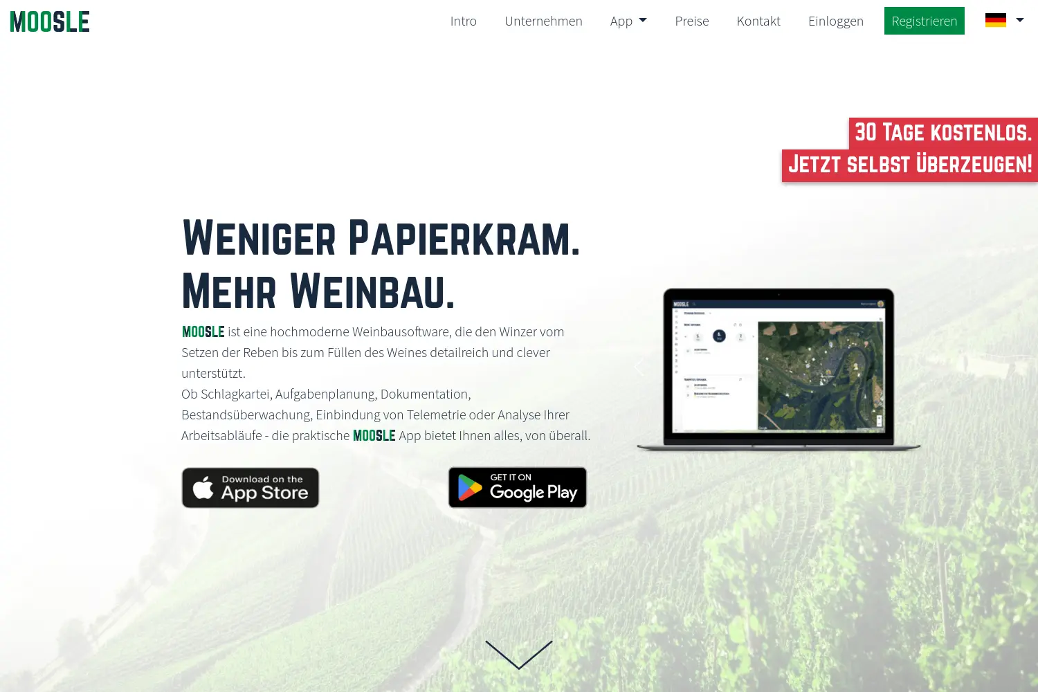 Website der Firma Moosle GmbH