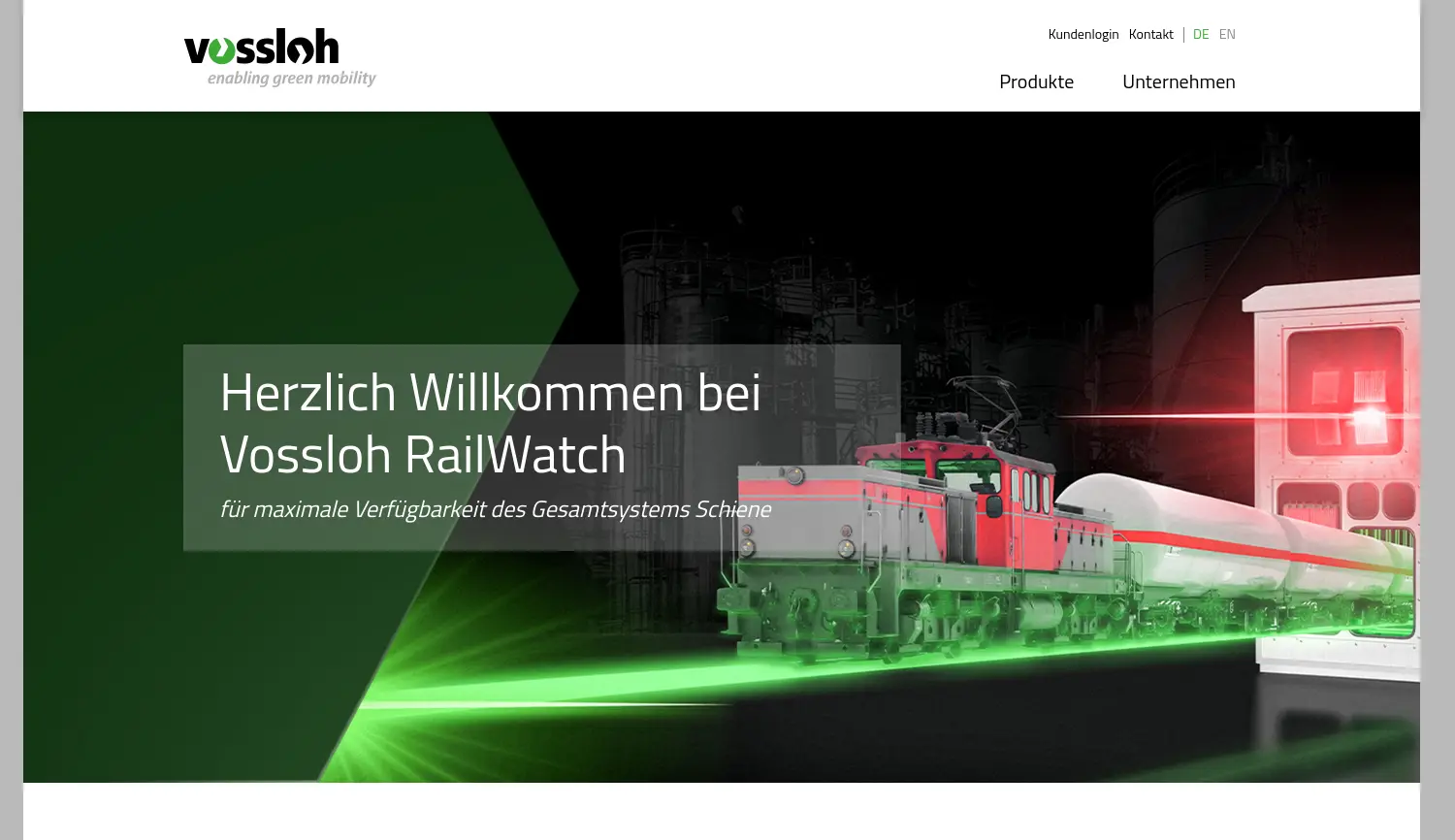 Website der Firma Vossloh RailWatch GmbH