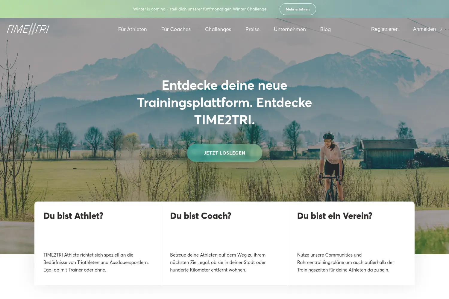 Website der Firma TIME2TRI GmbH