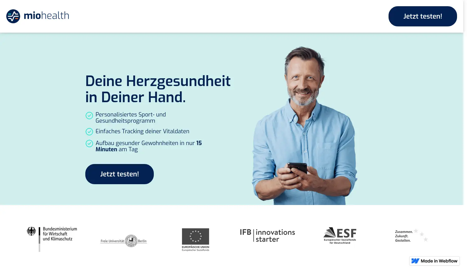 Website der Firma Mio Health UG