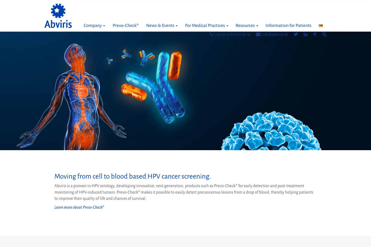 Website der Firma Abviris Deutschland GmbH