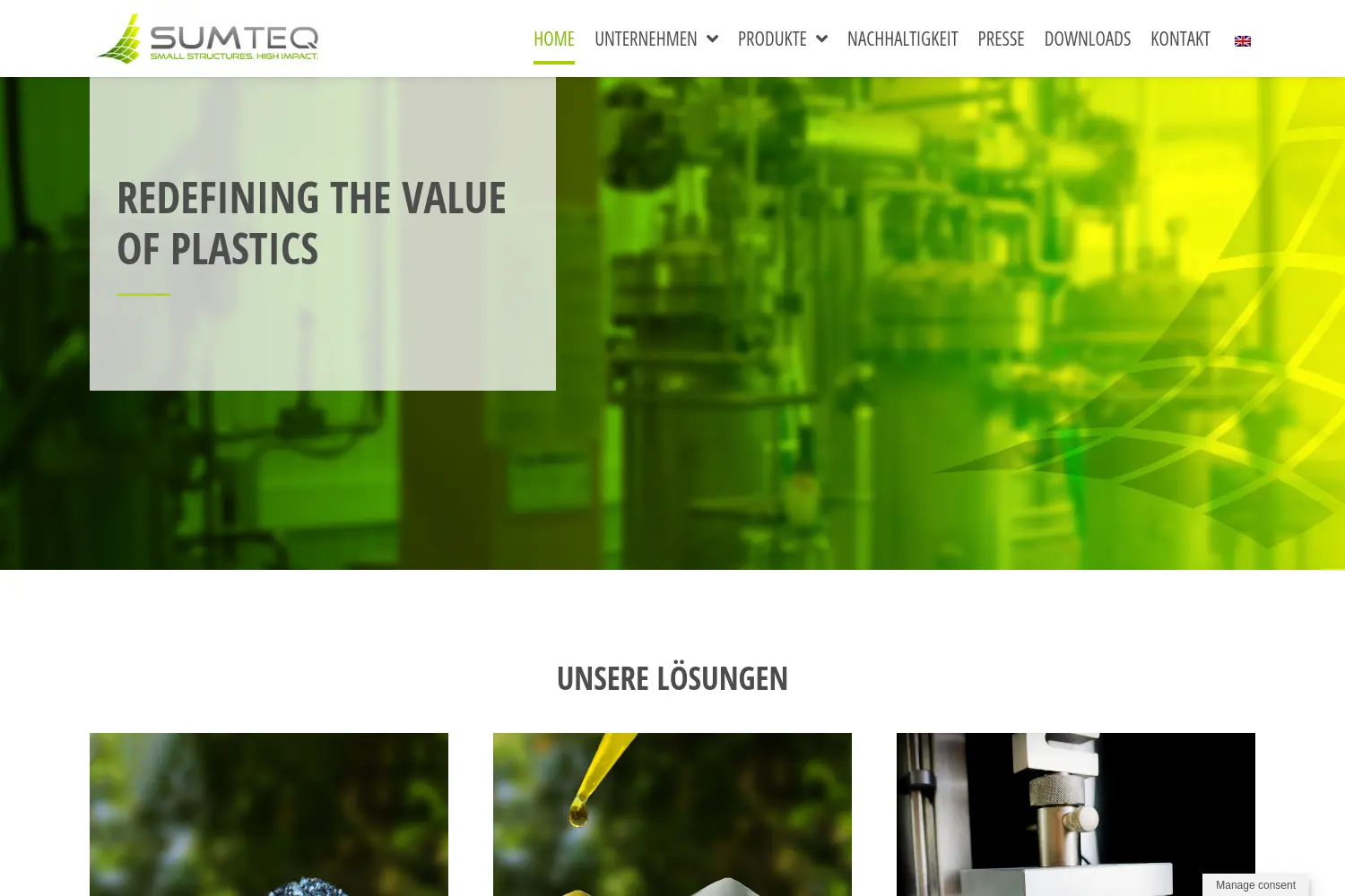 Website der Firma SUMTEQ GmbH