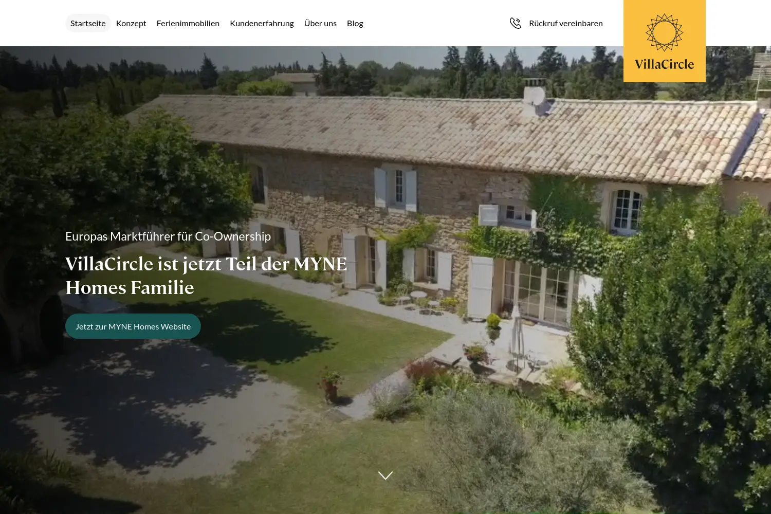 Website der Firma Villacircle GmbH
