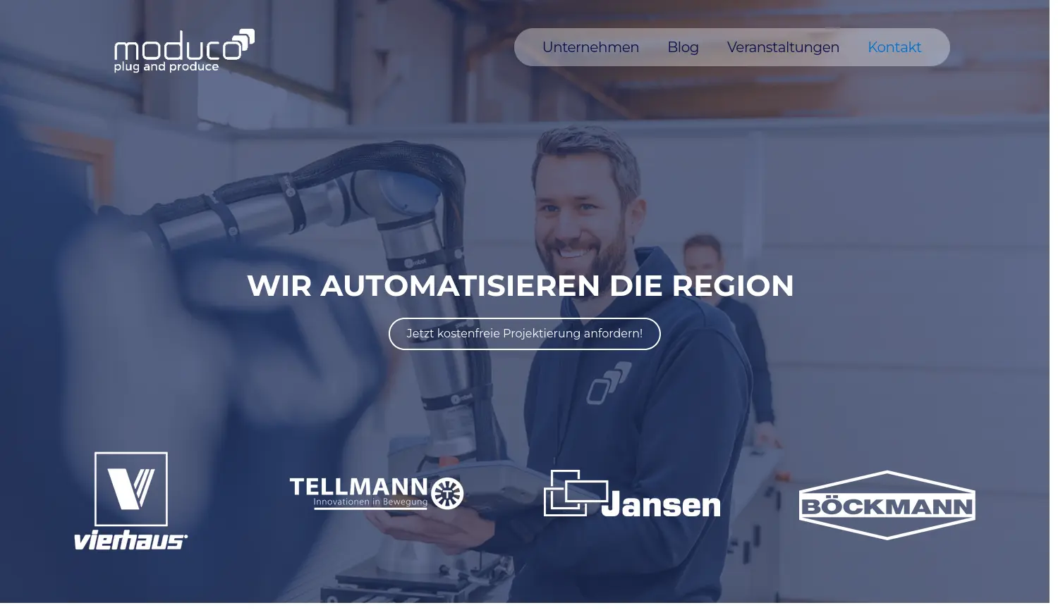 Website der Firma moduco GmbH