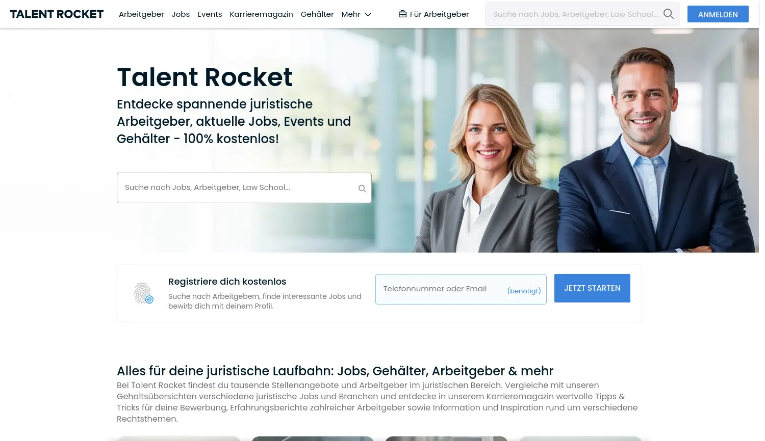 Website der Firma TalentRocket GmbH