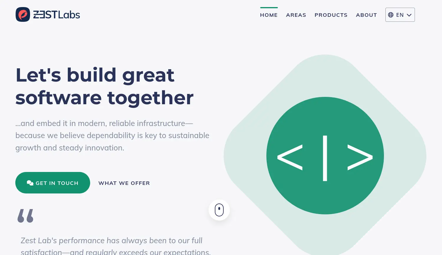 Website der Firma Zest Labs GmbH