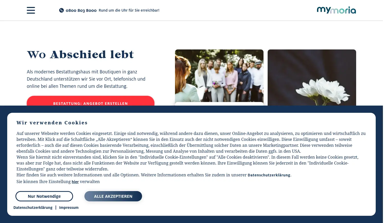 Website der Firma mymoria GmbH