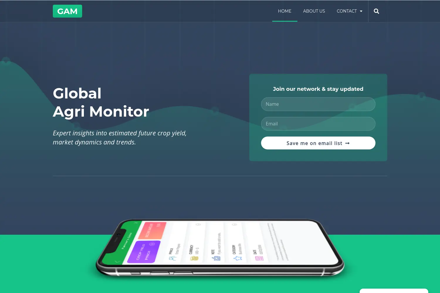 Website der Firma GAM Global Agri Monitor GmbH