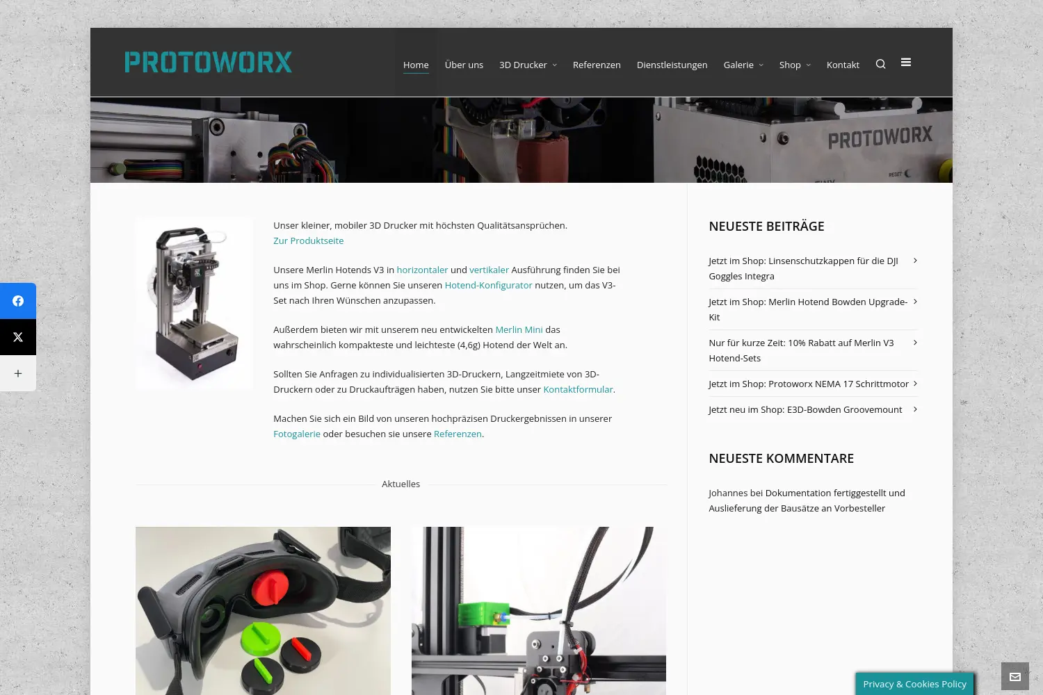 Website der Firma Protoworx UG