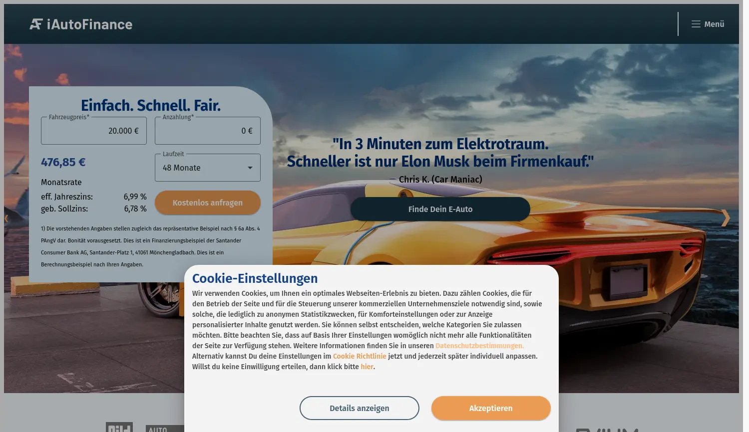Website der Firma iAutofinance GmbH