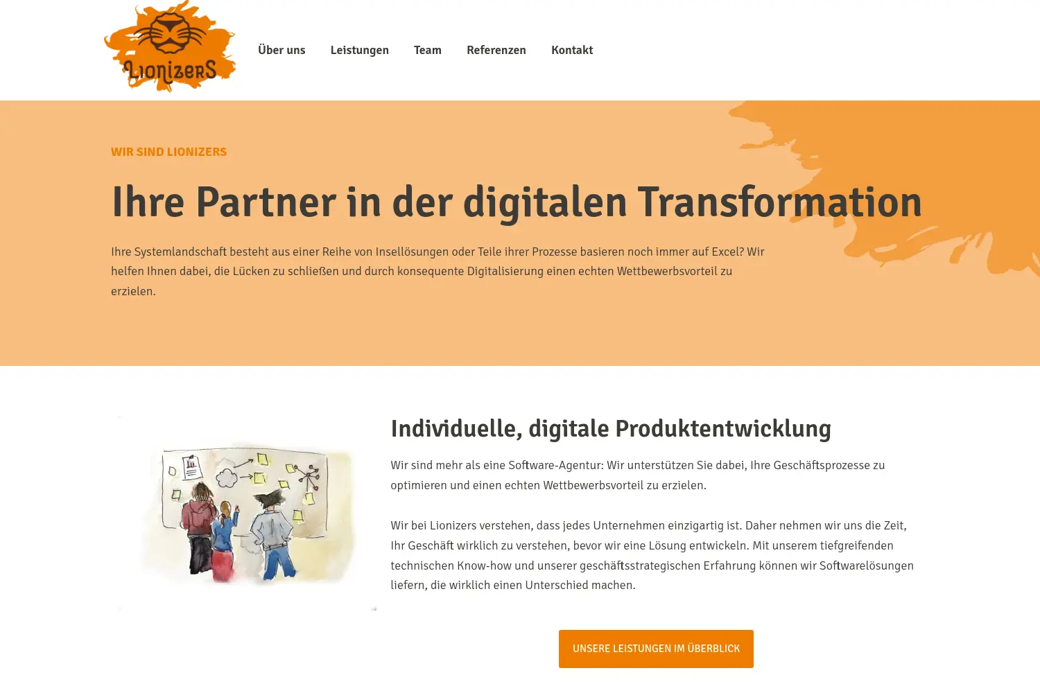 Website der Firma Lionizers GmbH
