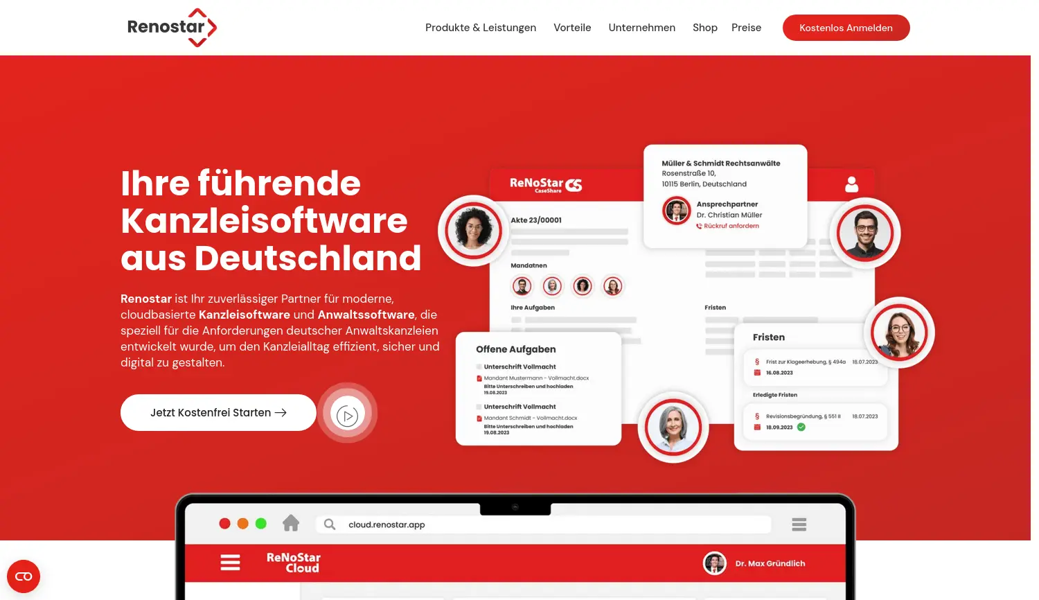 Website der Firma Renostar GmbH